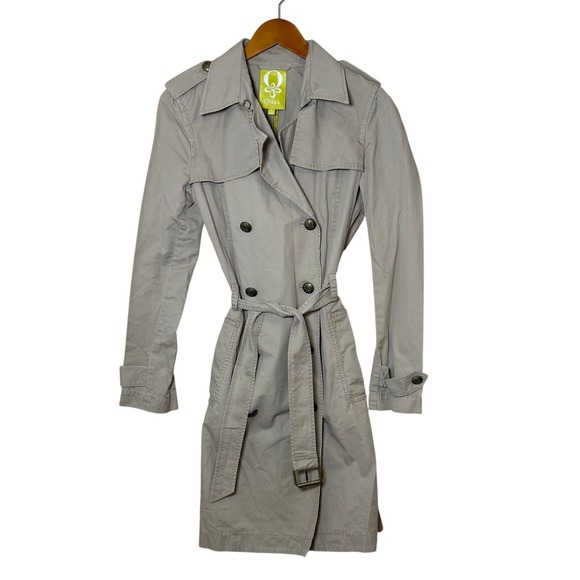 NWT QMack Trench Coat Women Med Khaki Belted Double Breasted Spring Rain Outdoor - Picture 2 of 11